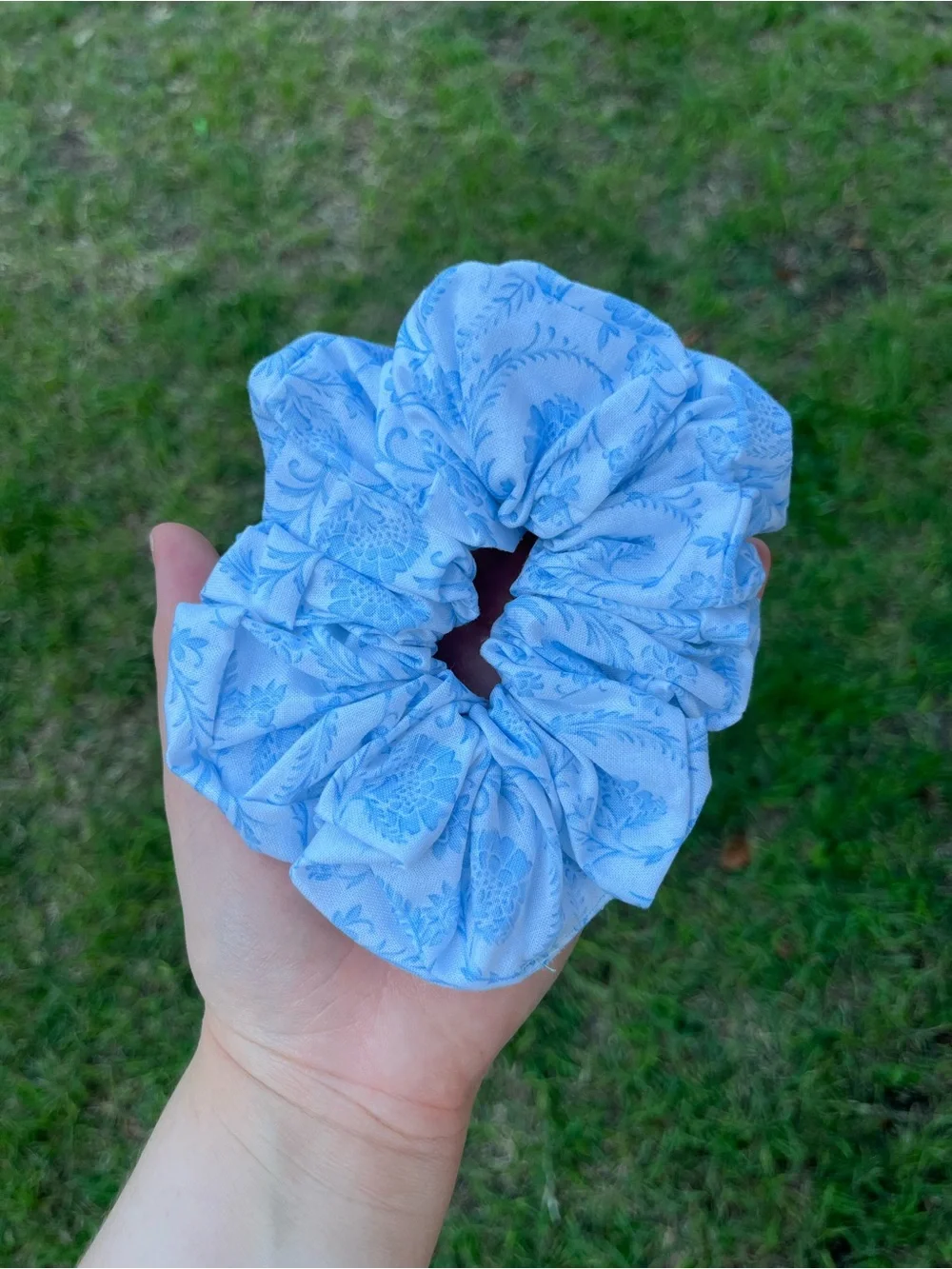 Cottagecore LoveShackFancy Bridgerton Blue Floral Inspird Handmade Scrunchie Set